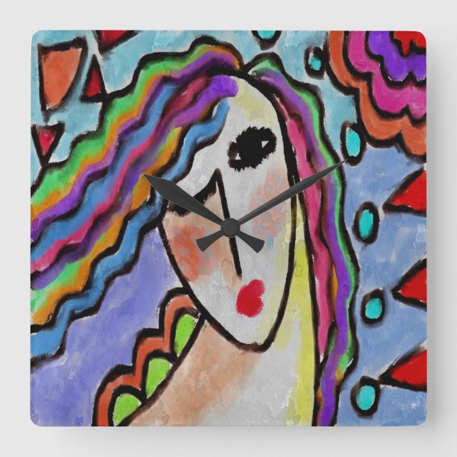 Originak Abstract Art Acrylic Wall Clock Quadratische Wanduhr (Vorderseite)