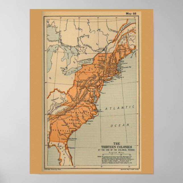 Original 13 American Colonies Map Poster (Vorne)