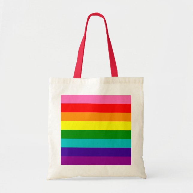Original 8-Streifen LGBT-Gay Pride-Regenbogenflagg Tragetasche (Vorne)