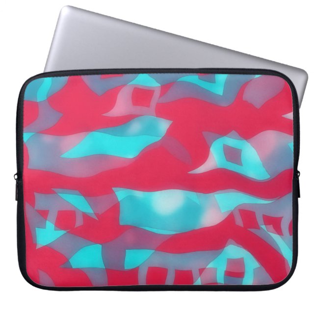 Original Abstract Art Aqua and Pink Laptop Sleeve (Vorderseite)