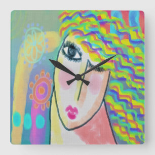 Original Abstrakte Maler-Quadrat-Uhr Quadratische Wanduhr