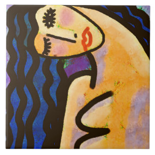 Original Abstraktes digitales Portrait einer Frau Fliese