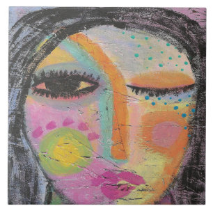 Original Abstraktes Portrait einer Frau auf OSB-Pl Fliese