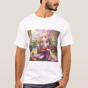 Original Anime Girl in Kimono - Japanischer Sommer T-Shirt