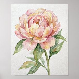 Original Aquarell: "Blushing Peony Bloom" Poster