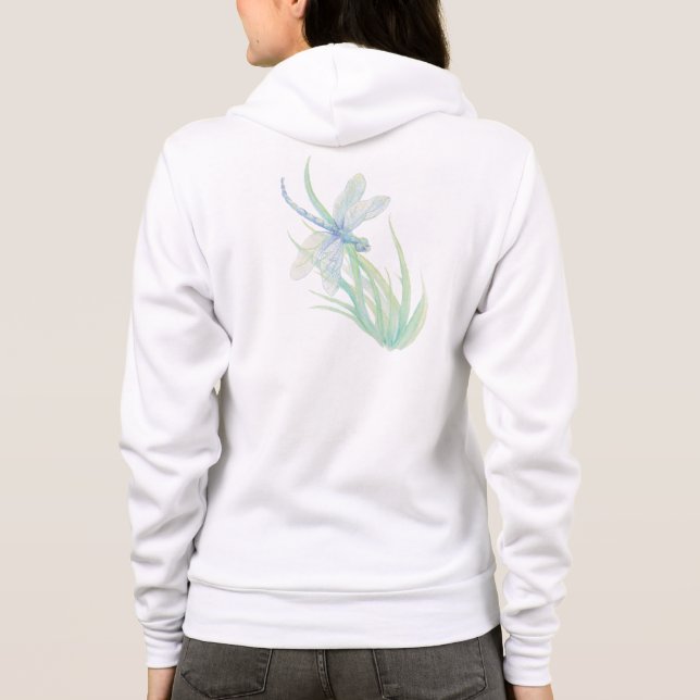 Original Aquarellblume in Blau, Grünes Wasser Hoodie (Rückseite)