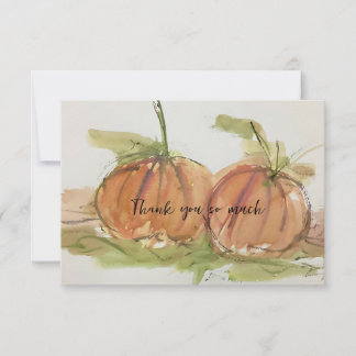Original Aquarellskizze Pumpkin Dankeskarte