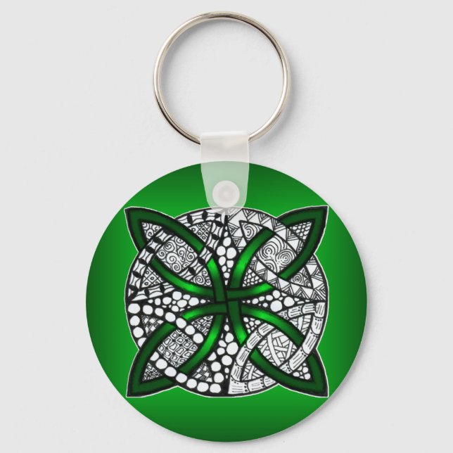 Original Art Celtic Knot Green Schlüsselanhänger (Vorderseite)