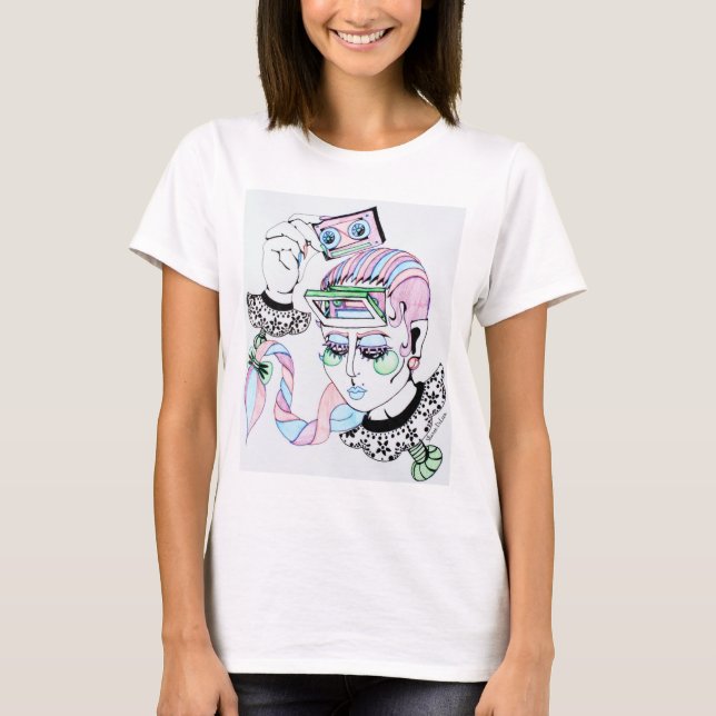 Original Art Design "Cassette player in forehead" T-Shirt (Vorderseite)