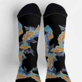 Original Artwork in Shades of Blue and Orange Socken
