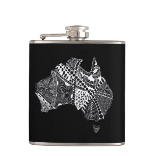 Original Australia Map Art - Wählen Sie Ihre Farbe Flachmann