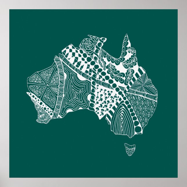 Original Australia Map Art - Wählen Sie Ihre Farbe Poster (Vorne)