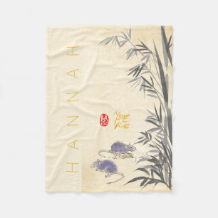 Original Bamboo Rat Malerei Chinesisch Jahr Zodiac Fleecedecke