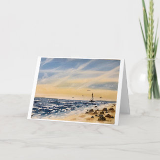 Original Beach and Rocks Art auf Blank Card Karte