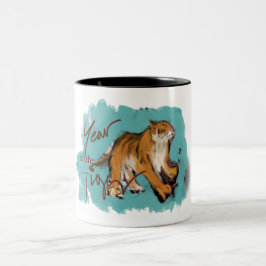 Original-Bild Chinesisch Tiger Jahr Geburtstag Zweifarbige Tasse