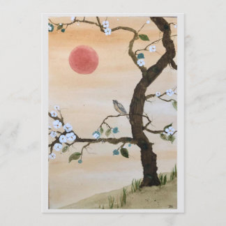 Original Bird and Dogwood Art on Blank Card Einladung