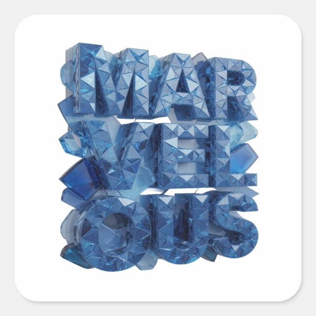 Original Blau MARVELOUS Quadratischer Aufkleber (Vorderseite)