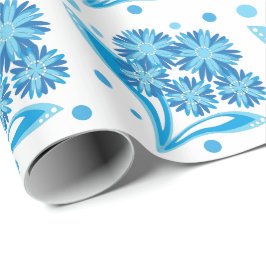 Original blaue Blumen Geschenkpapier