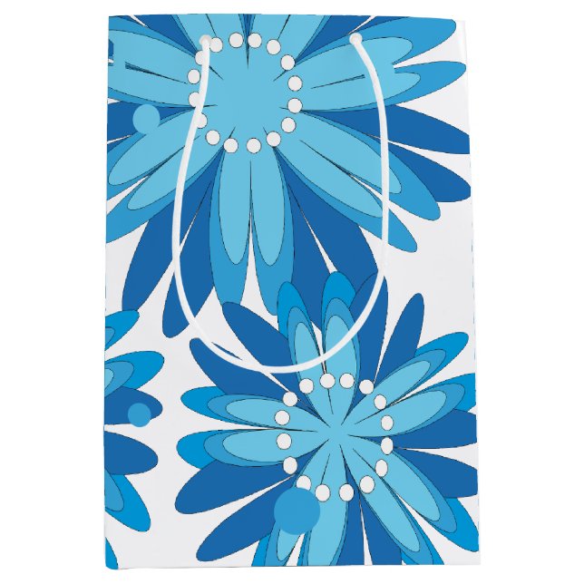 Original blaue Blumen Mittlere Geschenktüte (Vorderseite)