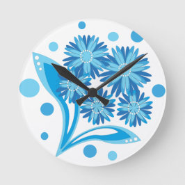 Original blaue Blumen Runde Wanduhr