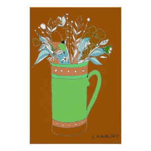 Original braune Blume in einem Tasse-Poster Poster