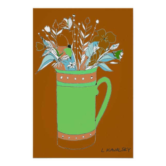 Original braune Blume in einem Tasse-Poster Poster (Vorderseite)