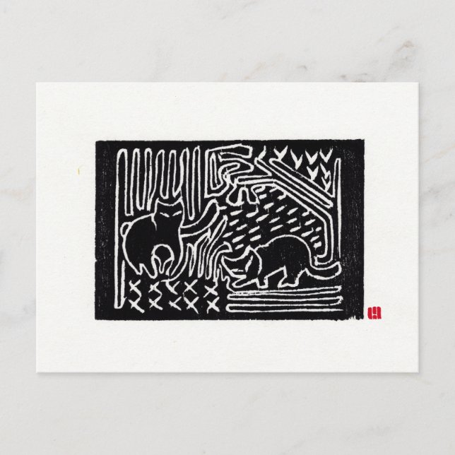 Original Cat Art Postcard Postkarte (Vorderseite)