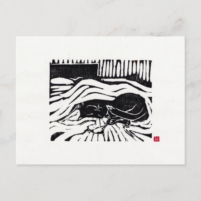 Original Cat Art Postcard Postkarte (Vorderseite)