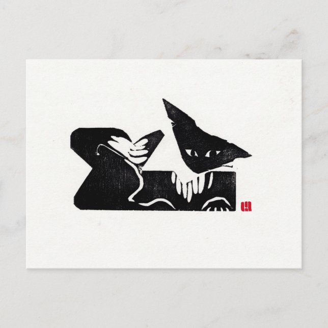 Original Cat Art Postcard Postkarte (Vorderseite)