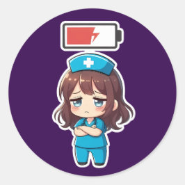 Original Chibi Krankenschwester 3.0 - Machtlos Runder Aufkleber