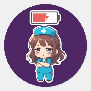 Original Chibi Krankenschwester 3.0 - Machtlos Runder Aufkleber