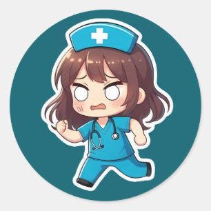 Original Chibi Krankenschwester - Die hektische Sc Runder Aufkleber
