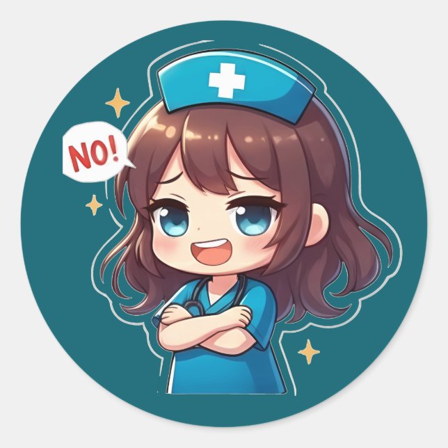 Original Chibi Krankenschwester - Freches Pflegerl Runder Aufkleber (Vorderseite)