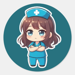 Original Chibi Krankenschwester - Professionelle R Runder Aufkleber