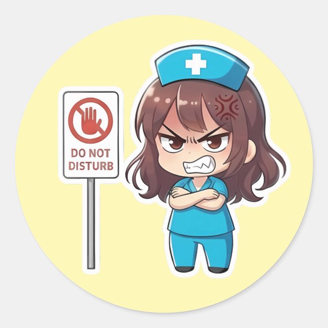 Original Chibi Nurse 2.0 - Fokus-Modus Runder Aufkleber (Vorderseite)
