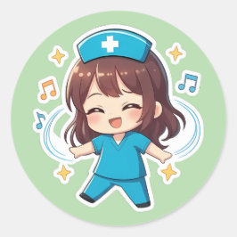Original Chibi Nurse 2.0 - Puls der Freude Runder Aufkleber