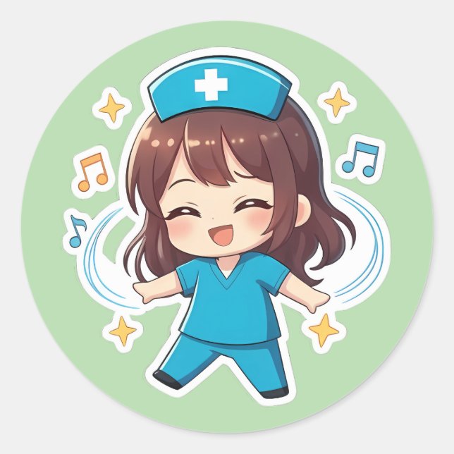 Original Chibi Nurse 2.0 - Puls der Freude Runder Aufkleber (Vorderseite)