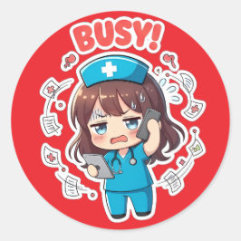 Original Chibi Nurse 3.0 - Beschäftigt Runder Aufkleber