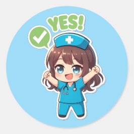 Original Chibi Nurse 3.0 - Ja Runder Aufkleber