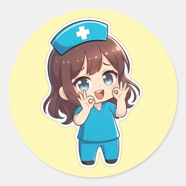 Original Chibi Nurse 3.0 - Okay Runder Aufkleber (Vorderseite)