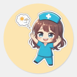 Original Chibi Nurse 3.0 - Urlaubszeit Runder Aufkleber