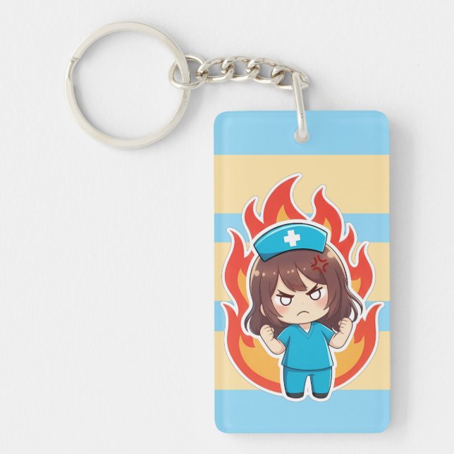 Original Chibi Nurse 3.0 - Verärgert Schlüsselanhänger (Vorderseite)