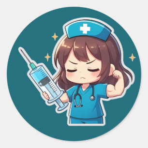 Original Chibi Nurse - Medizinische Stärke Runder Aufkleber