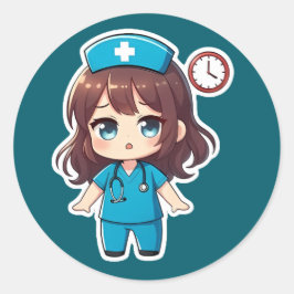 Original Chibi Nurse - Racing Against Time Runder Aufkleber
