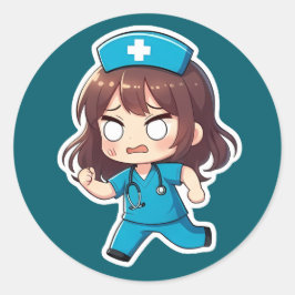 Original Chibi Nurse - The Hectic Shift Runder Aufkleber