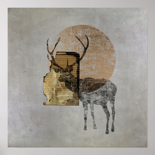 Original Collage (Hirsch) Poster (Vorne)