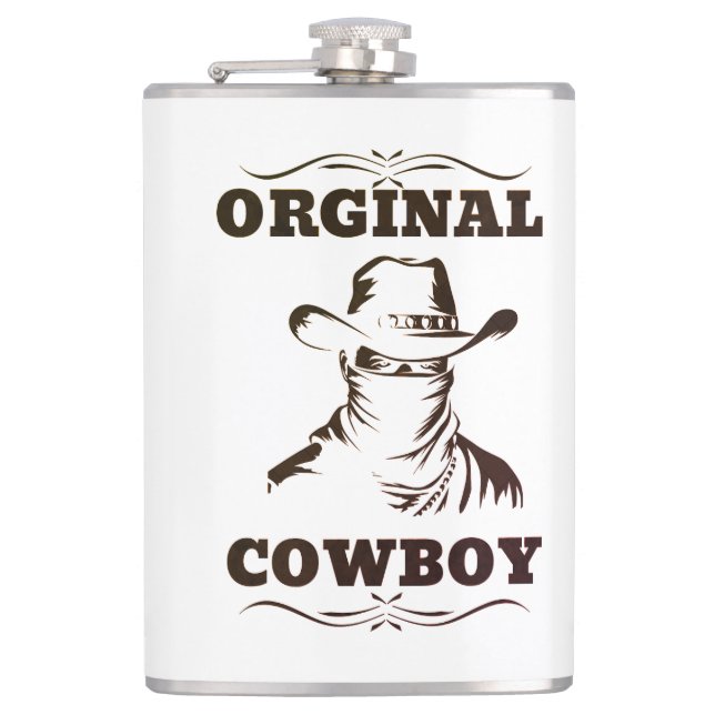 Original Cowboy Vinyl Wrapped Flask Flachmann (Vorderseite)