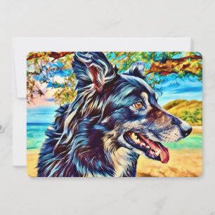 Original Design Border Collie Landschaft Dankeskarte