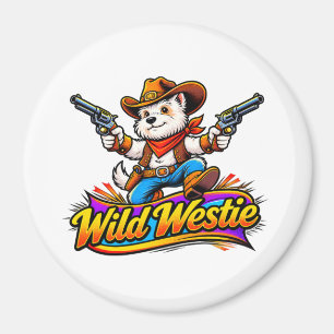 Original Design Westie Hund Cowboy Magnet