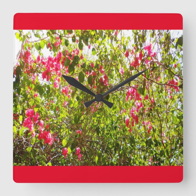 Original-Druckschrift für nordafrikanische Blume Quadratische Wanduhr (Vorderseite)
